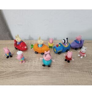 Vintage Peppa Pig Vehicle Race Figures Friends Toy LOT Vehicles Jazwares Animals